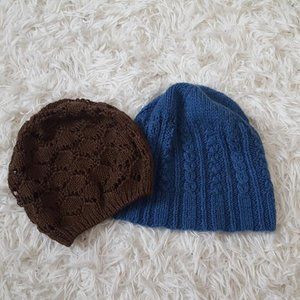 Knitted Women hat (blue and brown)